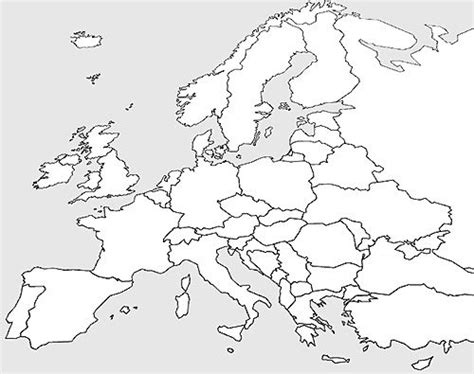 Blankeuropemapblackandwhite Europe Map Printable Europe Map