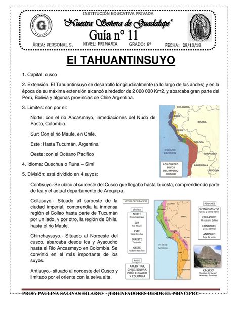 Tahuantinsuyo Actividades para clase de español Recursos de enseñanza de español Enseñanza