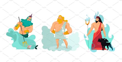 Cartoon Greek Gods Illustration Custom Designed Illustrations