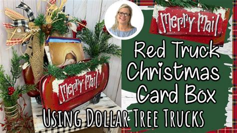 Maybe you would like to learn more about one of these? Red Truck Christmas Card Box using Dollar Tree Signs - YouTube