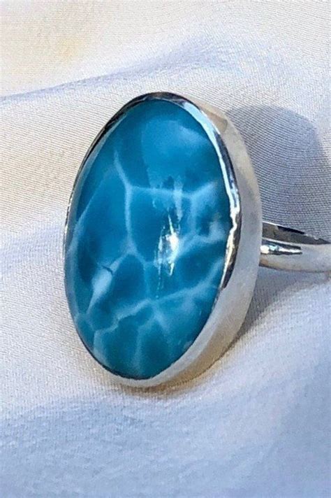 R 19 Absolutely Stunning Deep Volcanic Blue Larimar Ring Size Etsy