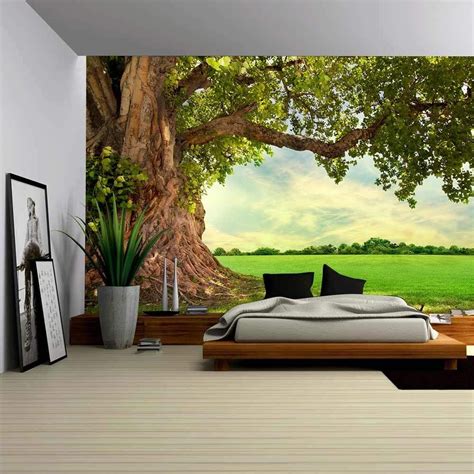 Wall Stickers And Murals Self Adhesive Large Wallpaper Oak Tree In Full Leaf In Summer Standing