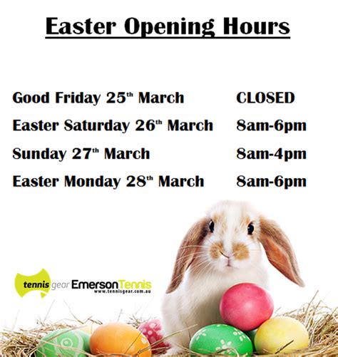 Easter Opening Hours Roy Emerson Tennis Centre