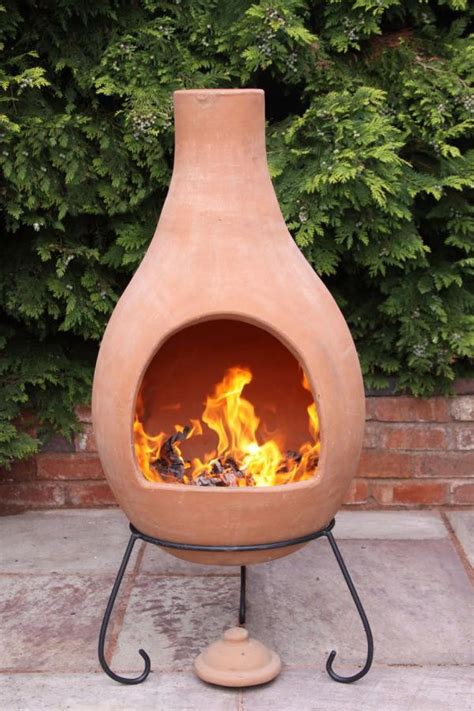 Clay Chimenea Jumbo Terracotta Chiminea Patio Heater Fire