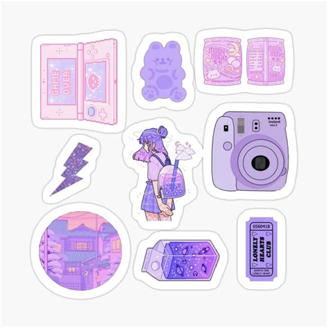 Cute Purple Aesthetic Pack Sticker By Imagilure Cute Stickers