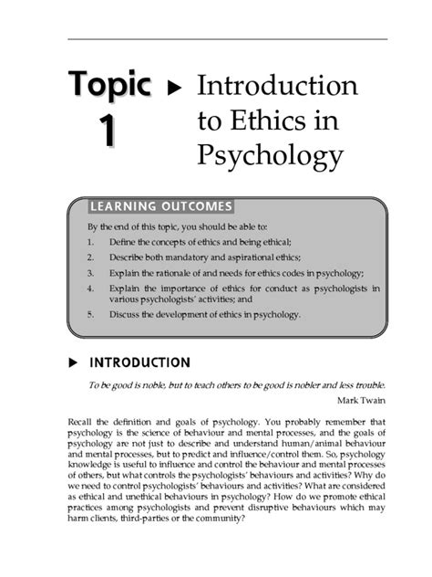 Topic 1 Introduction To Ethics In Psychology American Psychological