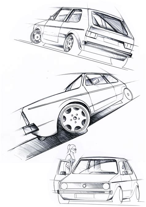volkswagen golf mk 1 design sketches car body design