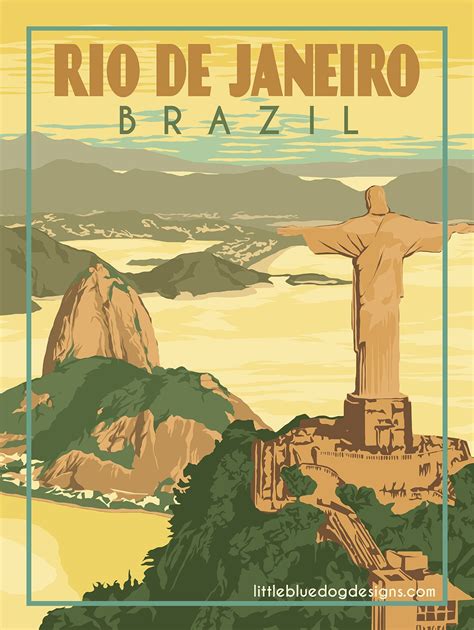 Rio De Janeiro Brazil Vintage Travel Poster Etsy