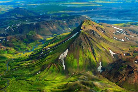 Aerial Photo Of Mountain Nature Landscape Mountains Iceland Hd Wallpaper Wallpaper Flare