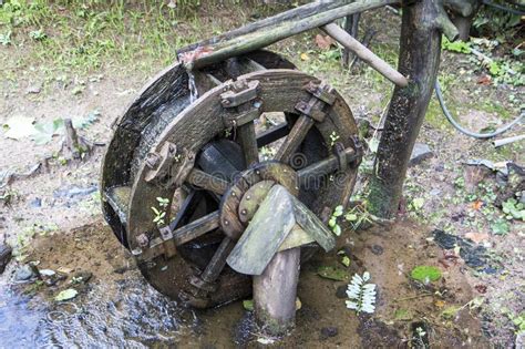 Old Wooden Waterwheel In The Forest Stock Photo Image Of Mill