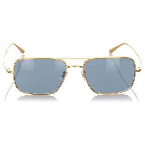 Oliver Peoples Blue Victory La Square Tinted Sunglasses Golden Metal