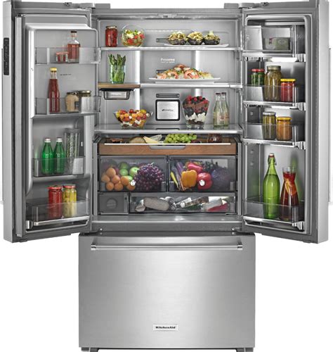 kitchenaid 23 8 cu ft french door counter depth refrigerator stainless steel krfc704fss best buy
