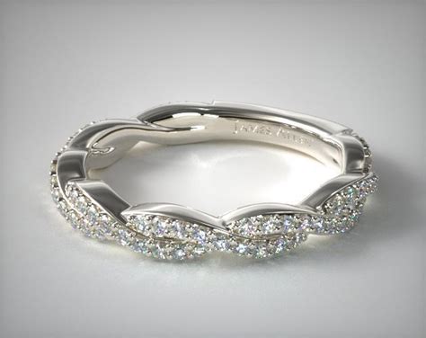 Wedding Rings Matching Bands Platinum Twisted Pave Leaf