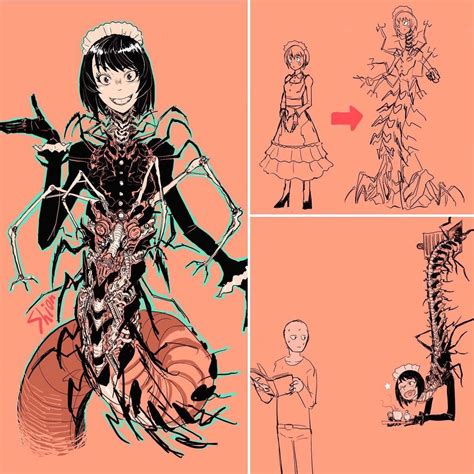 Robot Centipede Character Design Monster Girl Cartoon