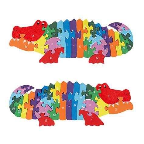 Buy Alligator Puzzle Colorful Classic Wooden Alphabet And Number Jigsaw