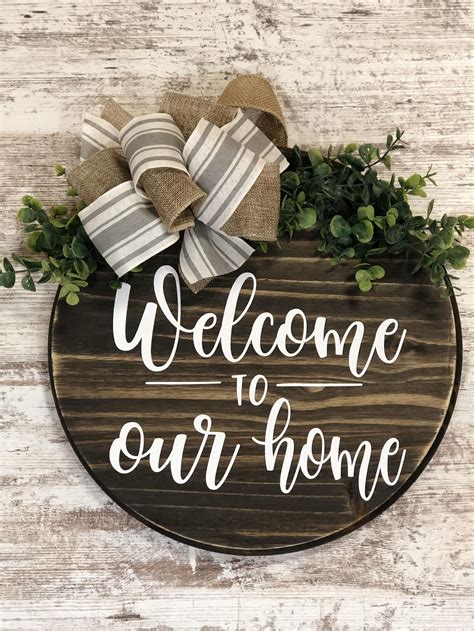 Welcome To Our Home Farmhouse Decor Wood Sign Door Etsy In 2020