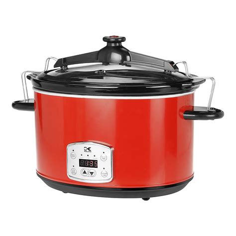 Kalorik 8l Digital Slow Cooker With Locking Lid In Red The Home Depot Canada