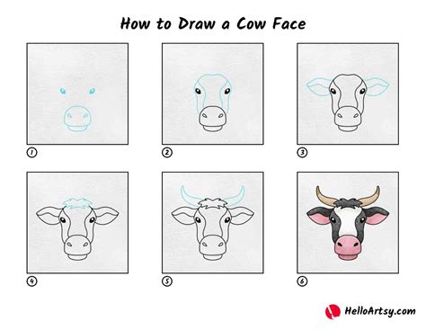 How To Draw A Cow Face Helloartsy