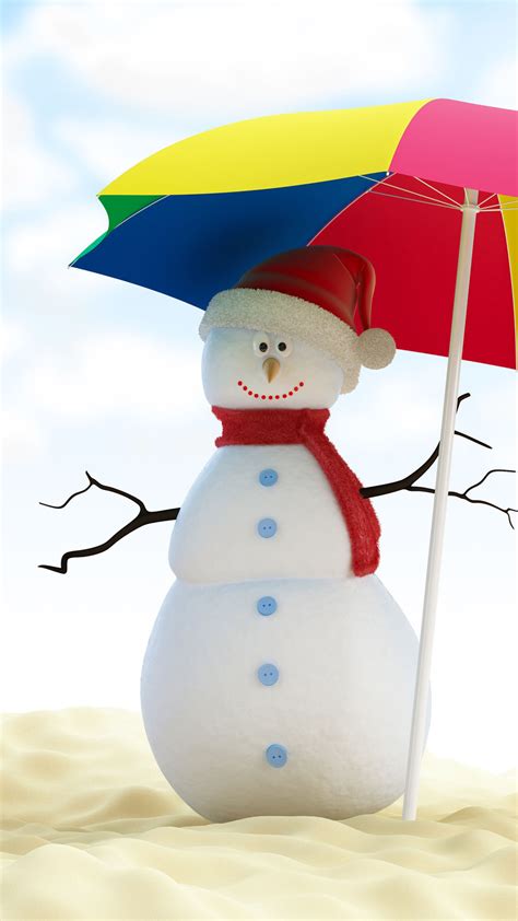 Christmas Snowman On Beach - Best htc one wallpapers