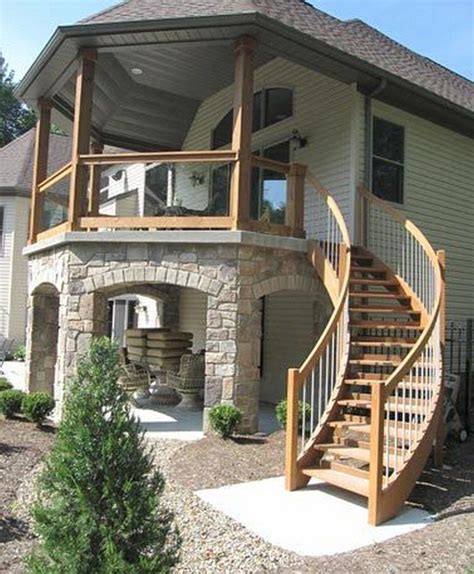 Second Floor Deck With Screened In Porch Design And Stairs 6