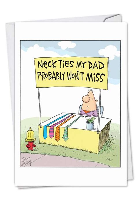 Neckties Dad Wont Miss Cartoons Fathers Day Paper Card