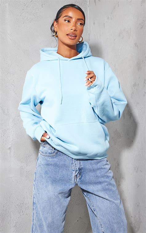 Recycled Baby Blue Oversized Sweat Hoodie Prettylittlething