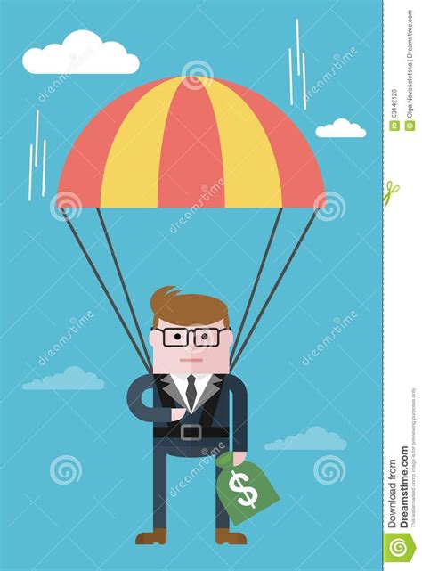 Businessmanflightonaparachutewithmoney Stock Vector