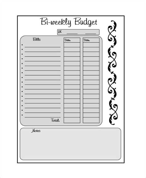 Printable Bi Weekly Budget Template Customize And Print