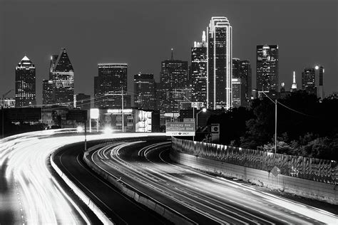 Downtown Dallas Texas City Skyline In Infrared Monochrome Photograph By