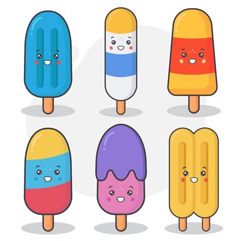 Cute Ice Cream And Popsicle Characters Set 1409885 Vector Art At Vecteezy
