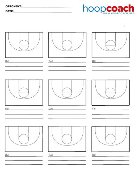 Nine Court Basketball Court Diagram For Scouting Opponents Or Drawing
