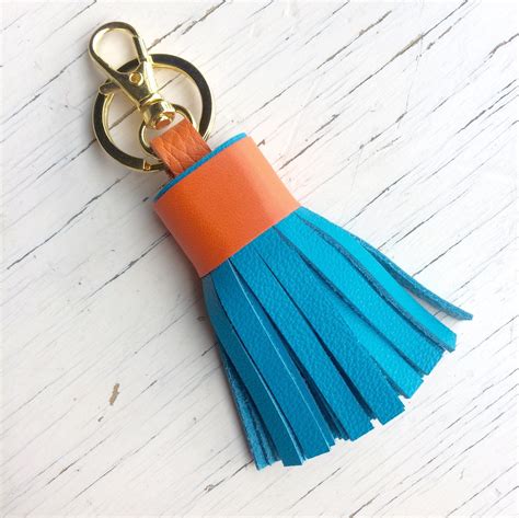 Leather Tassel Keychain Purse Bag Charm T For Her Leather Etsy