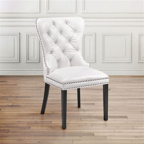Kitchen & dining room furniture. Shop Modern Tufted White Faux Leather Upholstered Nailhead ...