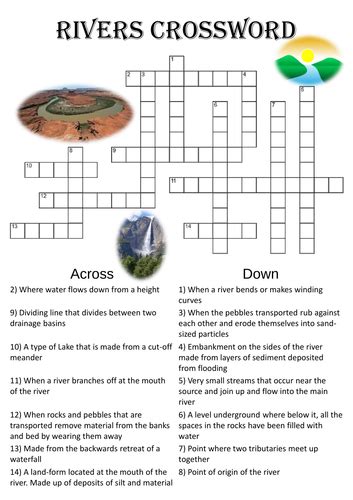 Geography Crossword Puzzle Rivers Teaching Resources
