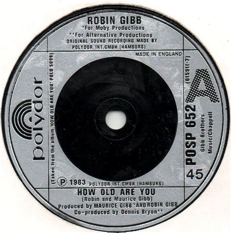 Cat Robin Gibb How Old Are You I Believe In Miracles Polydor