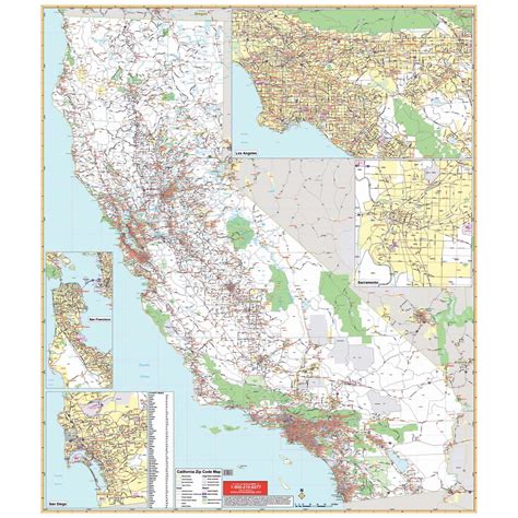 California State Wall Map With Zip Codes Map Shop State Wall Maps