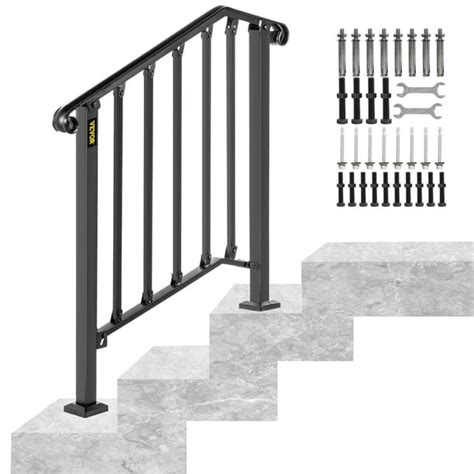 Vevorbrand Handrail For Stairs Fits 2 Or 3 Steps Outdoor Wrought Iron