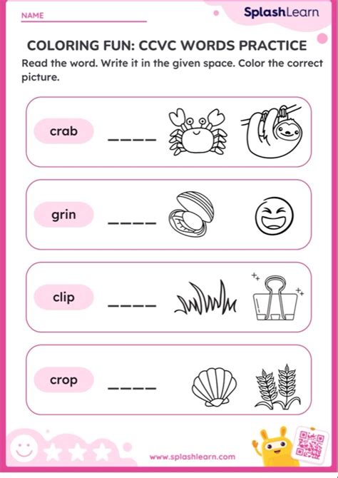Ccvc Words Worksheets For 1st Graders Online Splashlearn