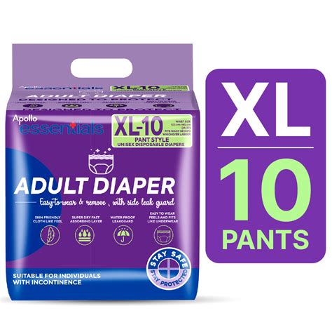 Apollo Essentials Adult Diaper Pant Style Unisex Xl 10 Count Price