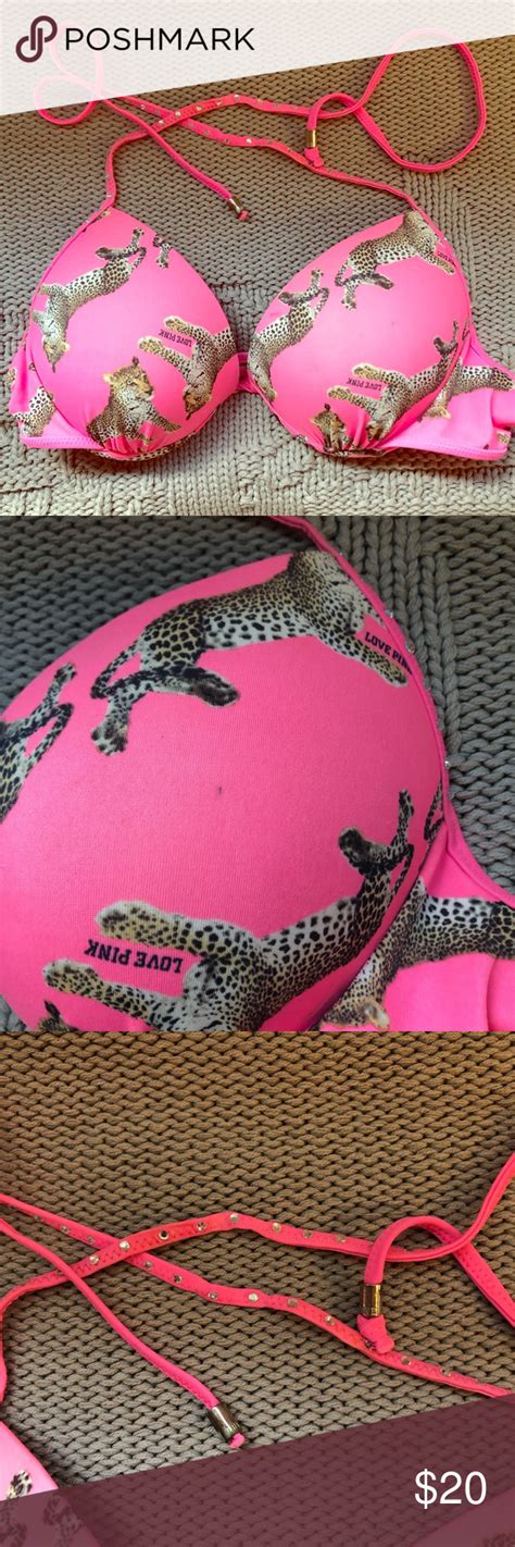 210 Victorias Secret Leopard Pushup Bikini Top M Medium Victorias