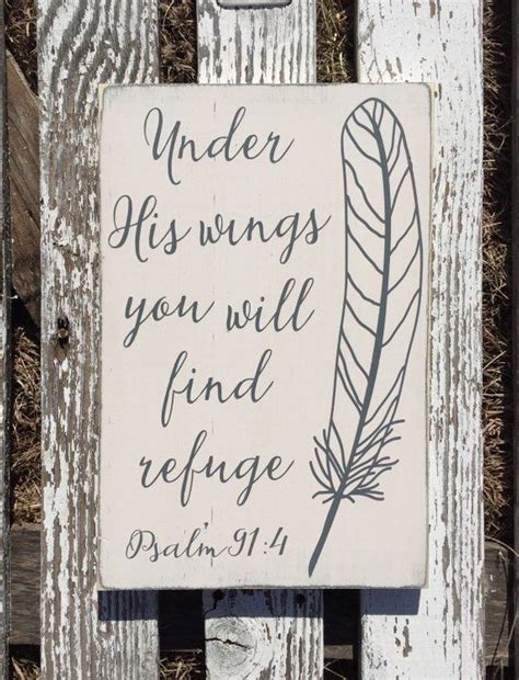 Psalm 941 Hand Painted Wood Sign Under His Wings You Will Find