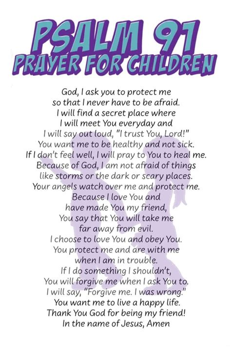 Psalm 91 Prayer Card For Children