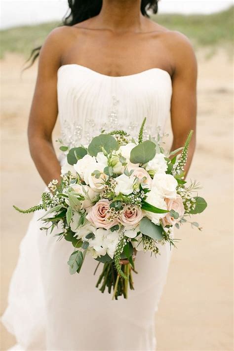 Windswept Intimate Wedding On The Seashore Bridal Bouquet Pink Beach
