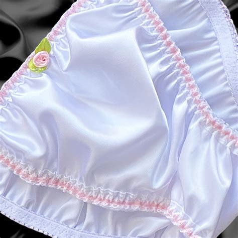 White Satin Tanga Frilly Sissy Bikini Knicker Underwear Panties Size 10 20 Ebay