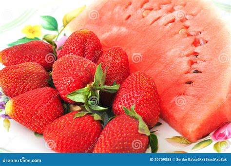 Watermelon And Strawberry Royalty Free Stock Photos Image 20709888