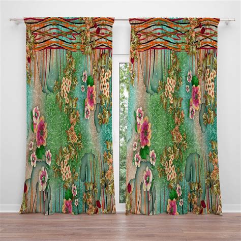 Bohemian Floral Window Curtains Made From Soft 100 Polyester Fabric