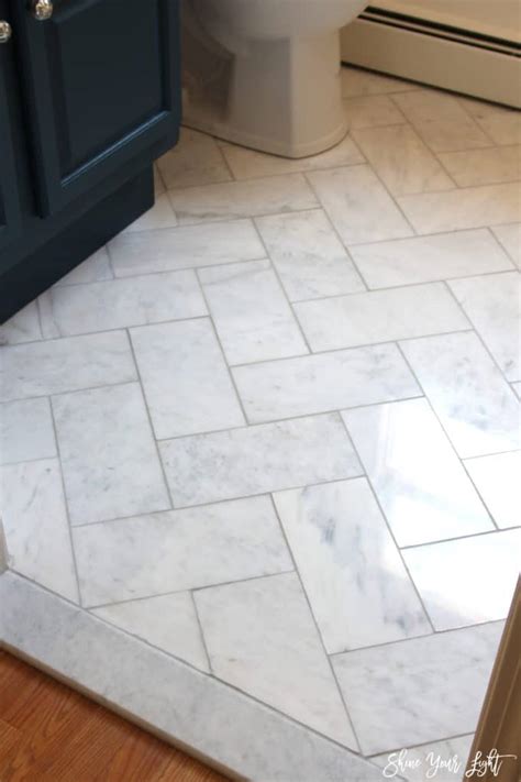 Large Herringbone Marble Tile Floor How To Diy It For Less Shine