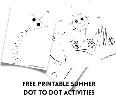 Free Printable Summer Dot To Dot Activities