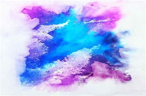 Blue Purple Abstract Artwork Geode Galaxy Watercolor Splatter