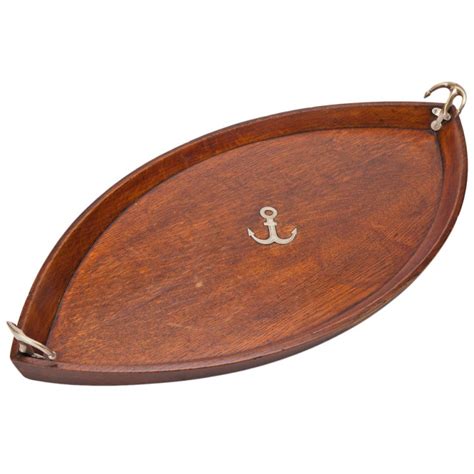 Large Oak Nautically Themed Boat Shaped Tray Circa 1880 For Sale At